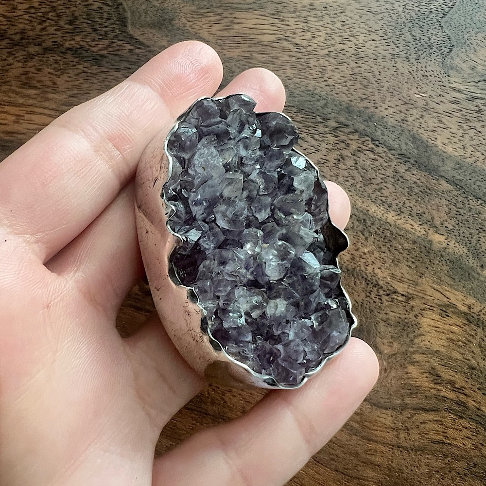 HUGE Amythest sterling silver ring